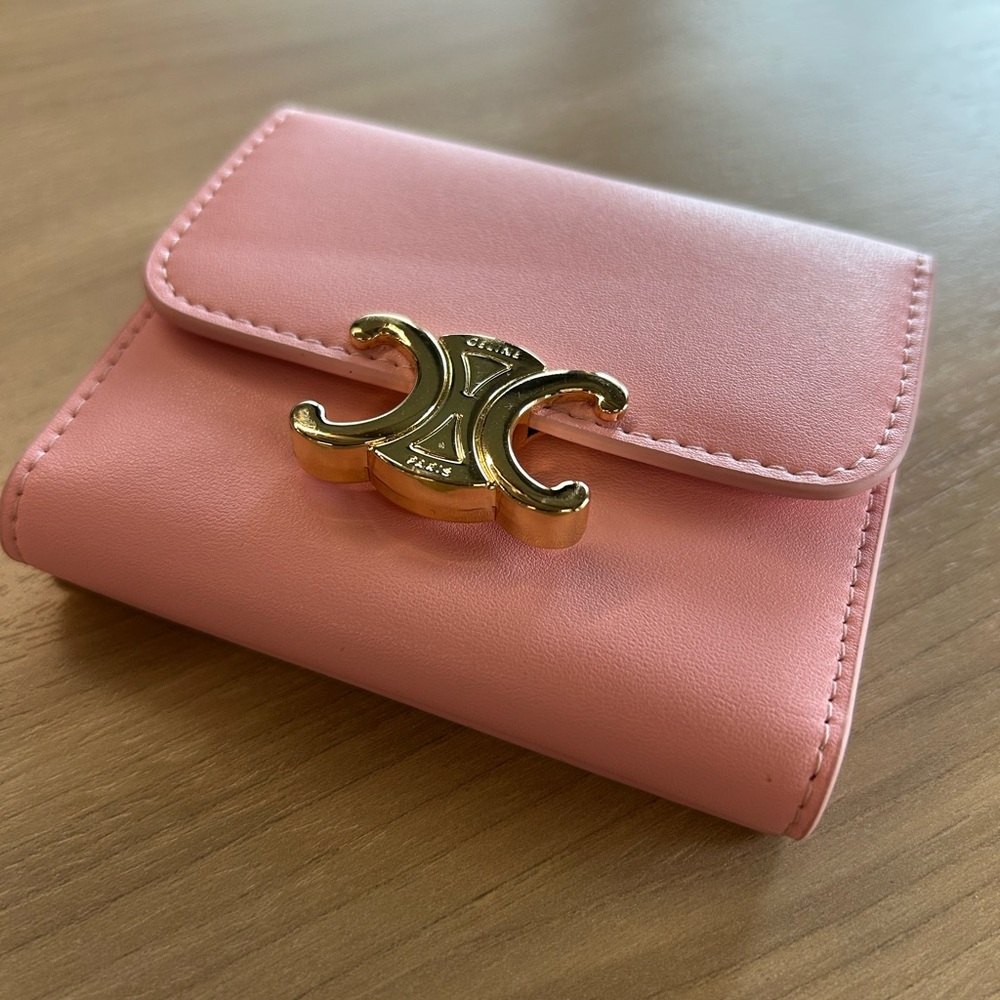 Celine Blush Pink Wallet with Gold Accent